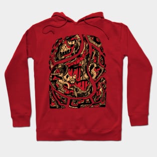 Abstract Wave of Thoughts No 3 - Red and Cream Hoodie